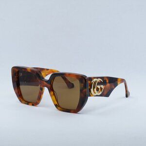 Gucci GG0956S 007 Sunglasses Havana Square Frame, Brown Lenses